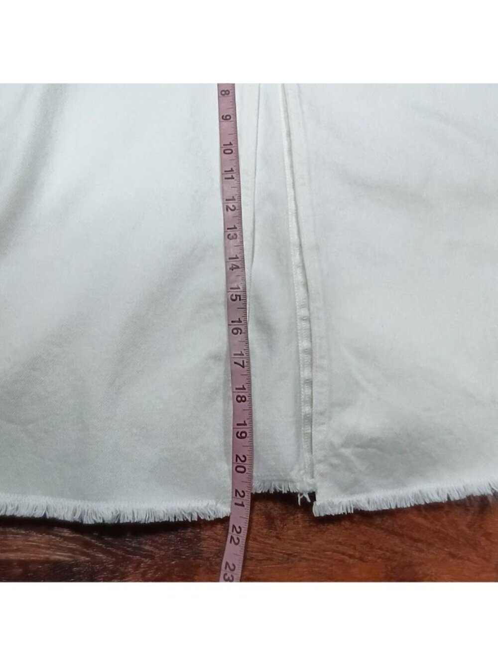 J.Crew White Denim Maxi Skirt 24 High Slit Modesty Frayed Hem Preppy Clean - Picture 7 of 14